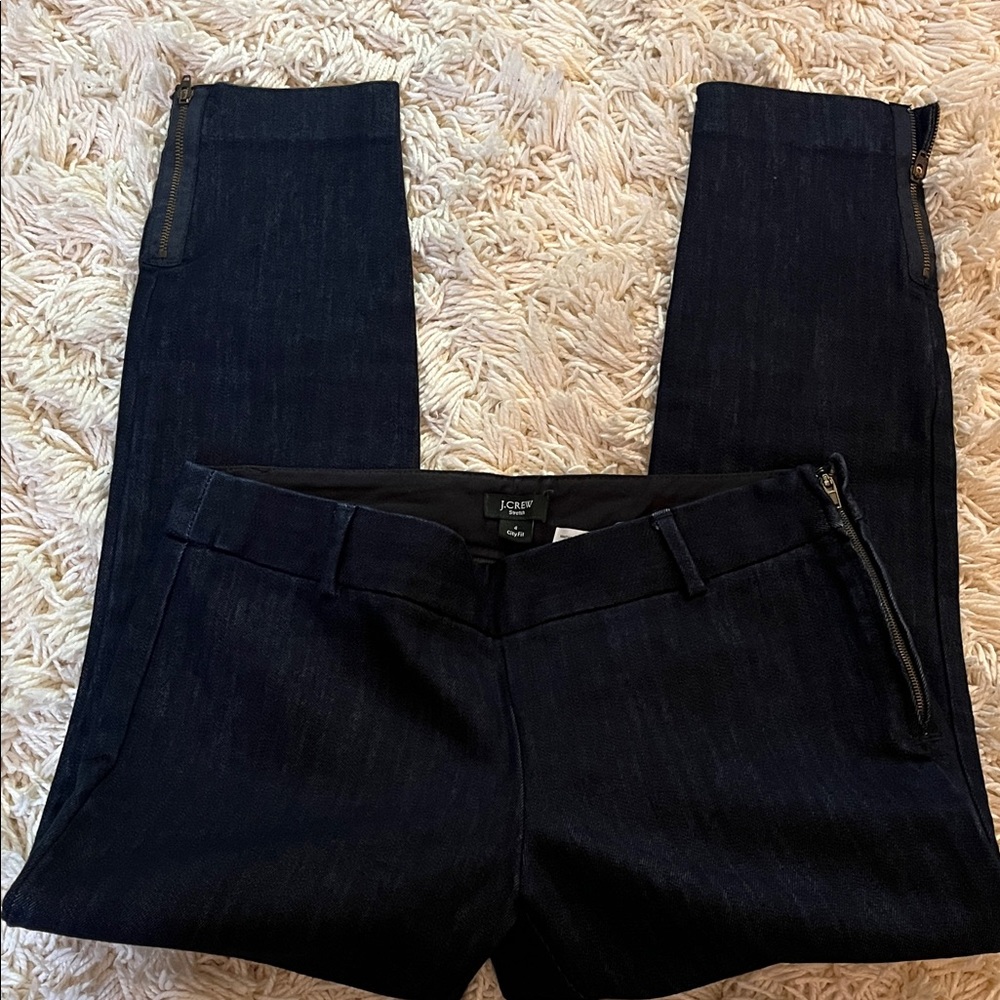 J. Crew City Fit Navy Zipper Ankle Pants